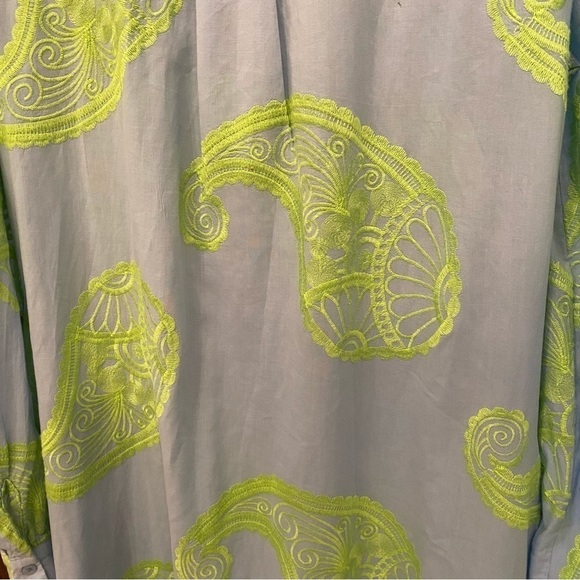 DIXIE Women Blue & Green Embroidered Paisley Button Maxi Dress Size Medium - Picture 6 of 14
